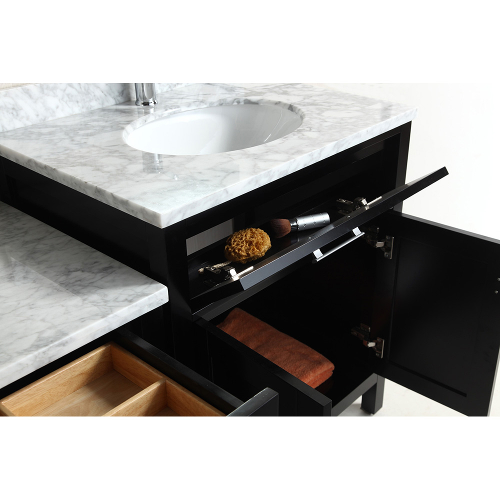 design element london two 30" single vanities with make-up table - espresso
