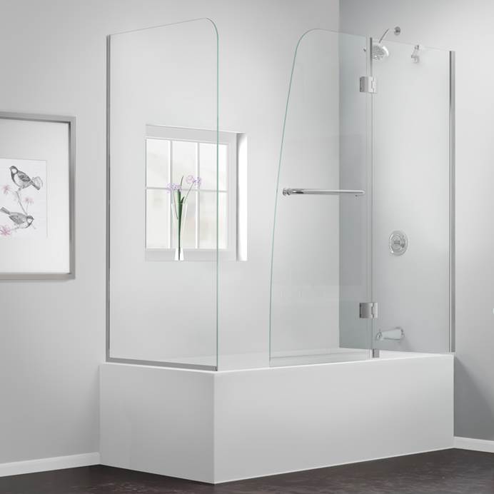 Bath Authority DreamLine Aqua Frameless Hinged Tub Door (56" - 60") with Return Panel SHDR-3148586-RT