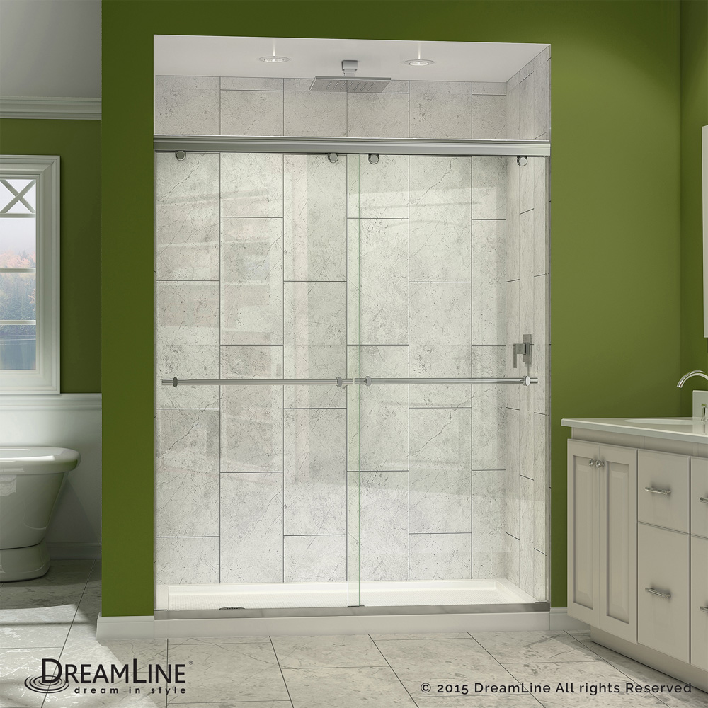 Bath Authority DreamLine Charisma Frameless Bypass Sliding Shower Door and SlimLine Single Threshold Shower Base (36" by 60") DL-6943