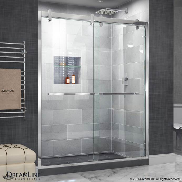 Bath Authority DreamLine Cavalier 56 - 60 in. W x 76 in. H Sliding Shower Door - Polished Stainless Steel SHDR-1560760-08