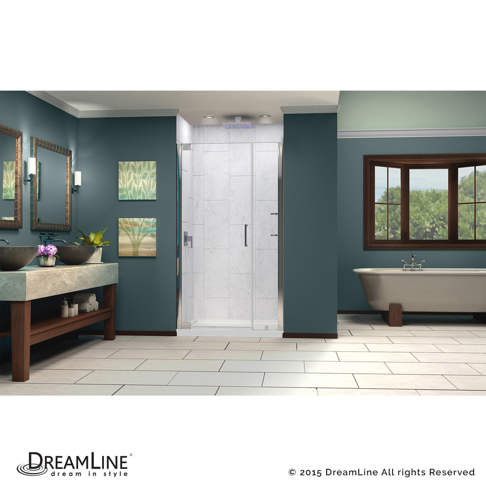 bath authority dreamline elegance frameless pivot shower door with handle (37-1/4" to 39-1/4")