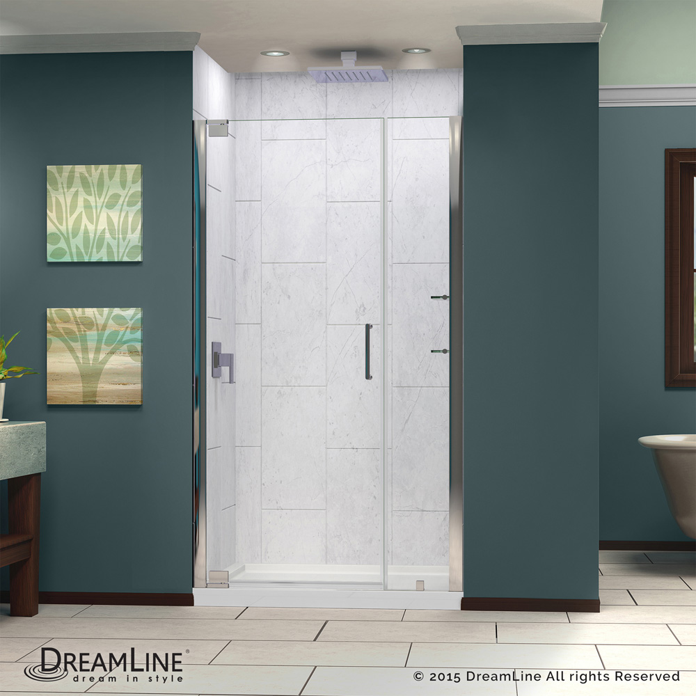 bath authority dreamline elegance frameless pivot shower door with handle (37-1/4" to 39-1/4")