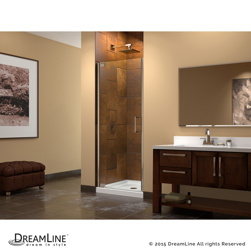 bath authority dreamline elegance frameless pivot shower door with handle (32-1/4" to 34-1/4")
