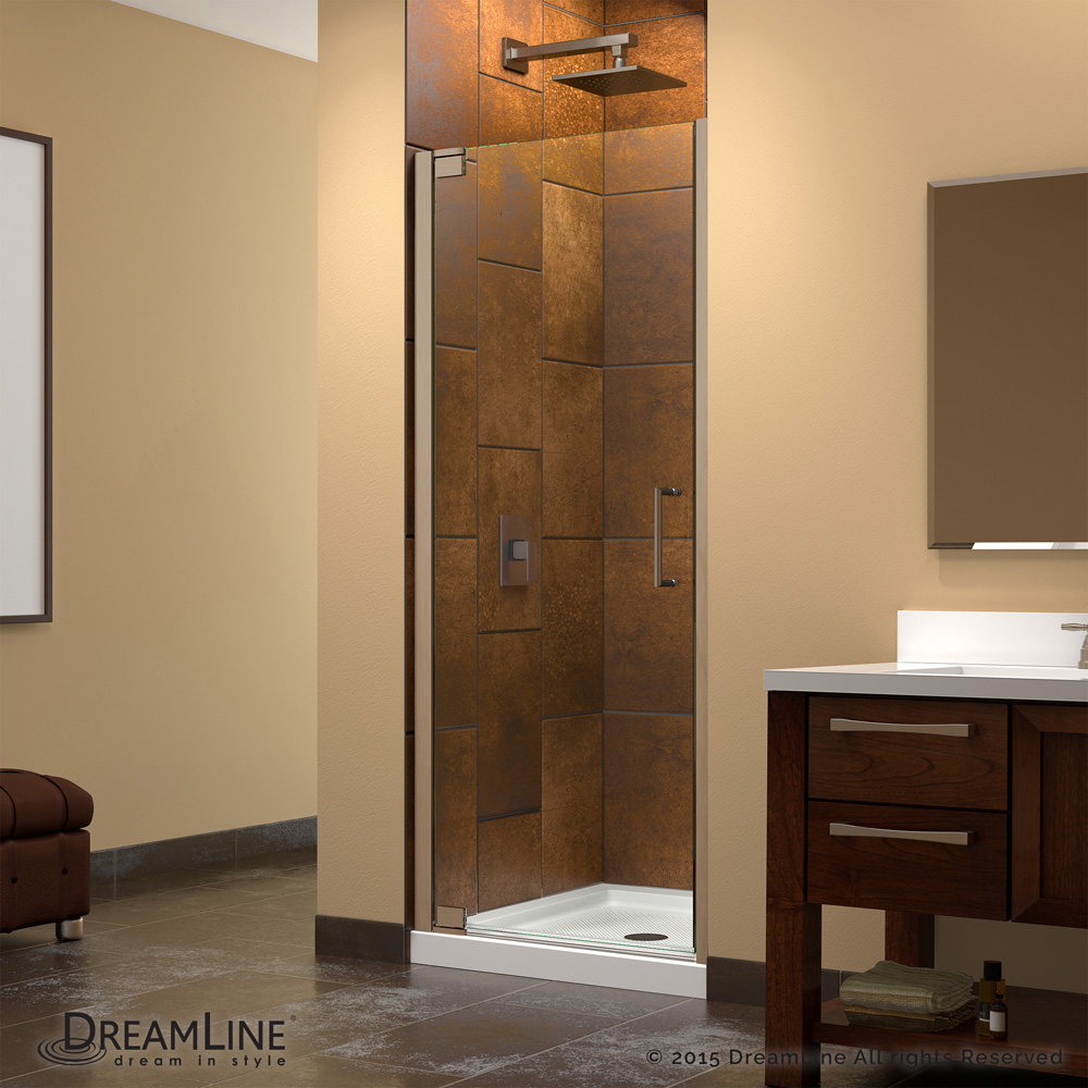 bath authority dreamline elegance frameless pivot shower door with handle (32-1/4" to 34-1/4")