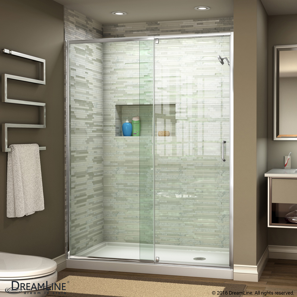 Bath Authority DreamLine Flex 56 - 60 in. W x 72 in. H Pivot Shower Door - Chrome Finish Hardware SHDR-22607200-01