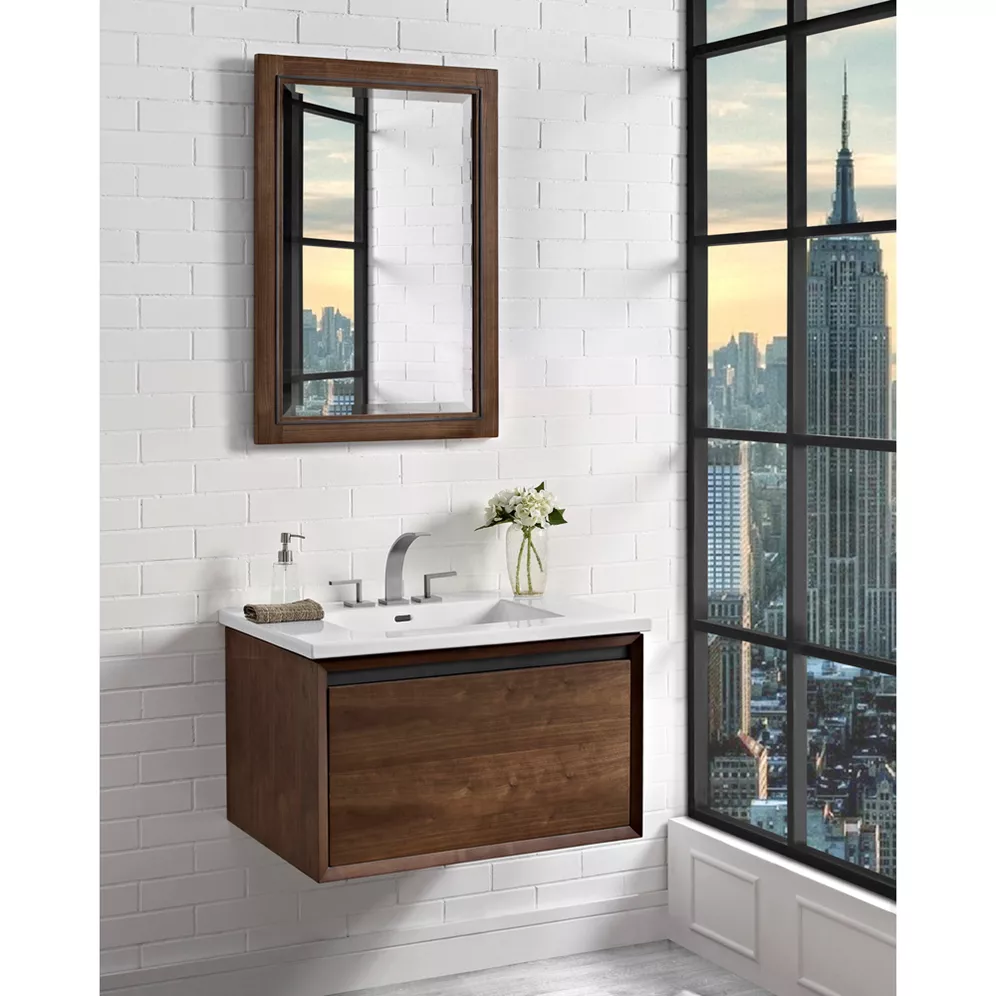 fairmont designs m4 30" wall mount vanity for integrated sinktop - natural walnut