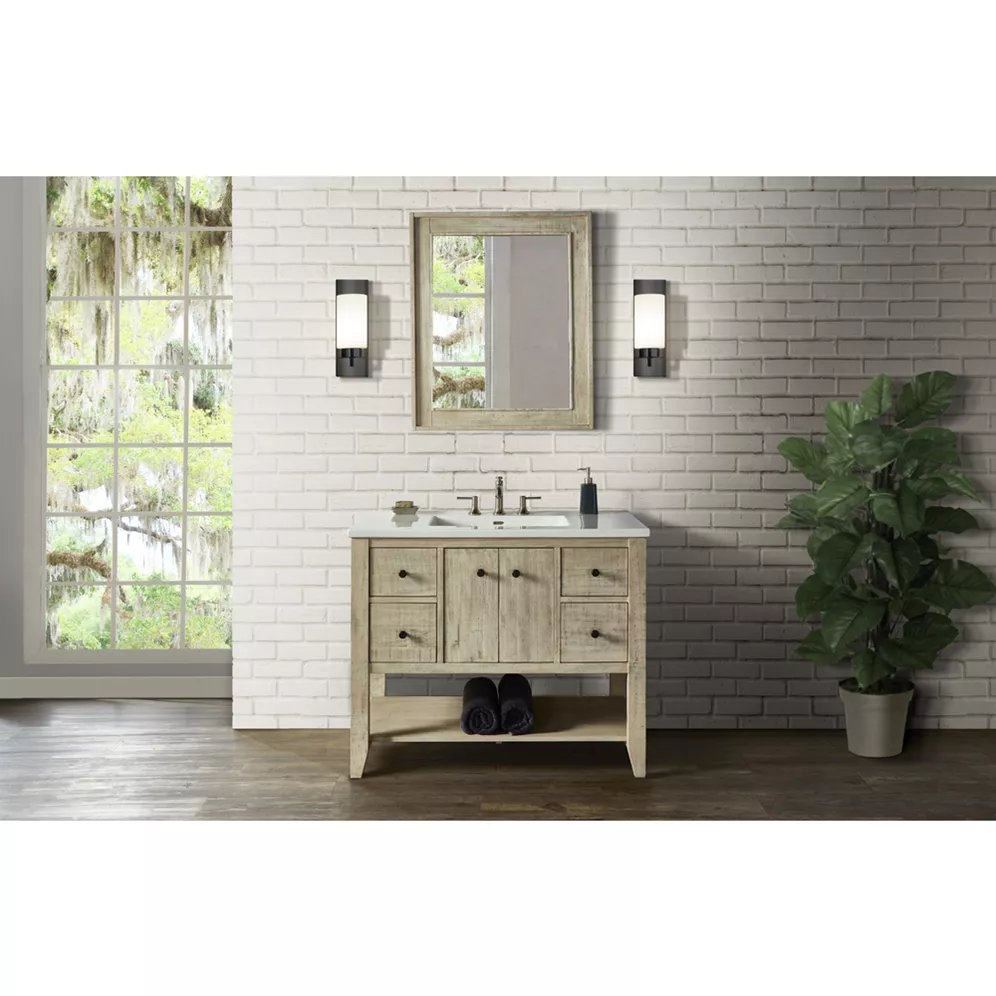 fairmont designs river view 42" open shelf vanity for integrated top - toasted almond