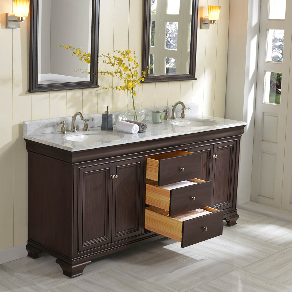 fairmont designs providence 72" double bowl vanity - aged chocolate