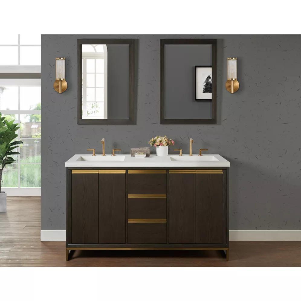 fairmont designs ambassador 60" double bowl vanity for integrated top - burnt chocolate