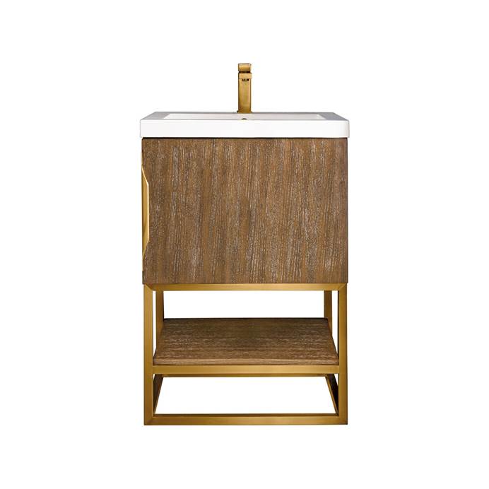James Martin Columbia 24" Single Vanity Cabinet, Latte Oak, Radiant Gold 388-V24-LTO-RGD