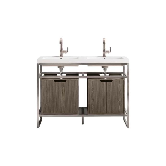 James Martin Boston 47" Stainless Steel Sink Console (Double Basins), Brushed Nickel C105-V47-BNK-CSP