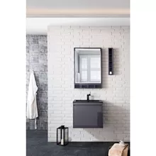 james martin milan 23.6" single vanity cabinet, modern grey glossy, matte black