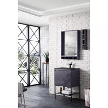 james martin milan 23.6" single vanity cabinet, modern grey glossy, matte black