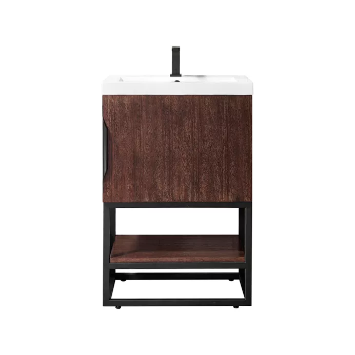 James Martin Columbia 24" Single Vanity Cabinet, Coffee Oak, Matte Black 388-V24-CFO-MBK