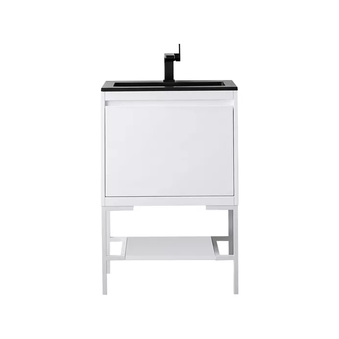 James Martin Milan 23.6" Single Vanity Cabinet, Glossy White, Glossy White 801V23.6GWGW