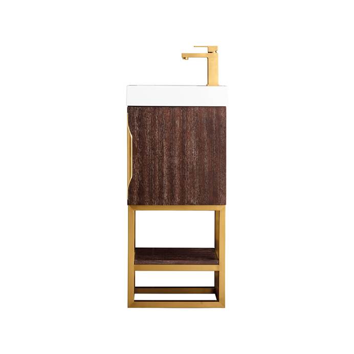 James Martin Columbia 16" Single Vanity Cabinet, Coffee Oak, Radiant Gold 388-V16-CFO-RGD