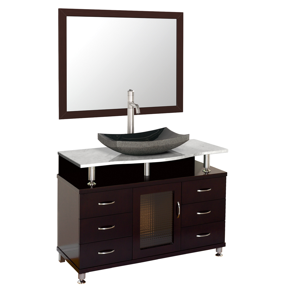 accara 42" bathroom vanity with drawers - espresso w/ white carrera marble counter