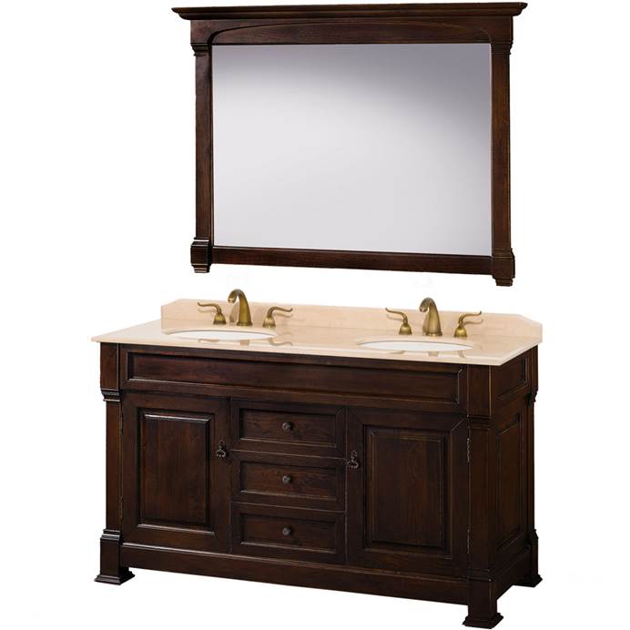 Andover 60" Traditional Bathroom Double Vanity Set by Wyndham Collection - Dark Cherry WC-TD60-DKCH