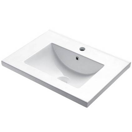 White Porcelain Integrated Countertop and Sink For Single-Hole Faucet CB-8124-110-WH_