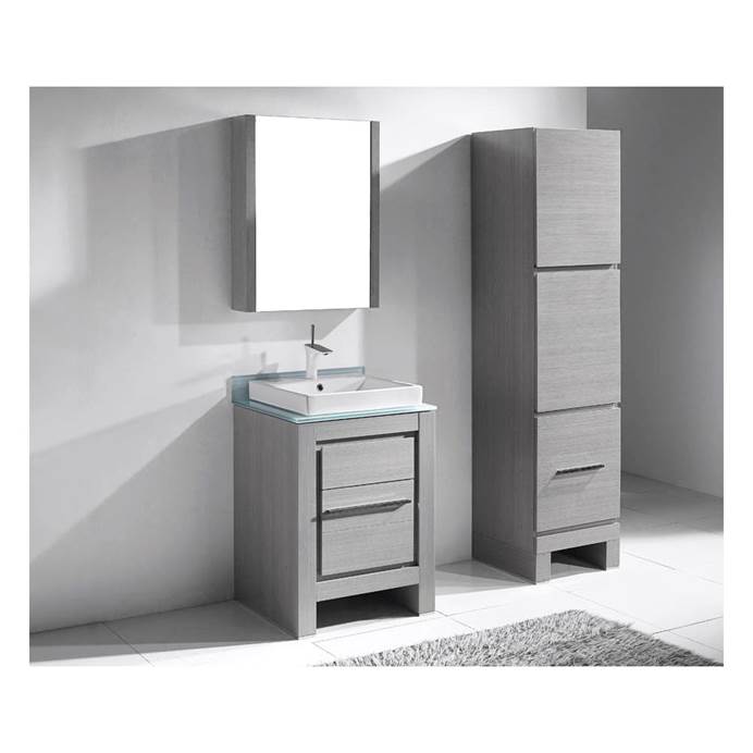 Madeli Vicenza 24" Bathroom Vanity for Glass Counter and Porcelain Basin - Ash Grey B999-24-001-AG-GLASS