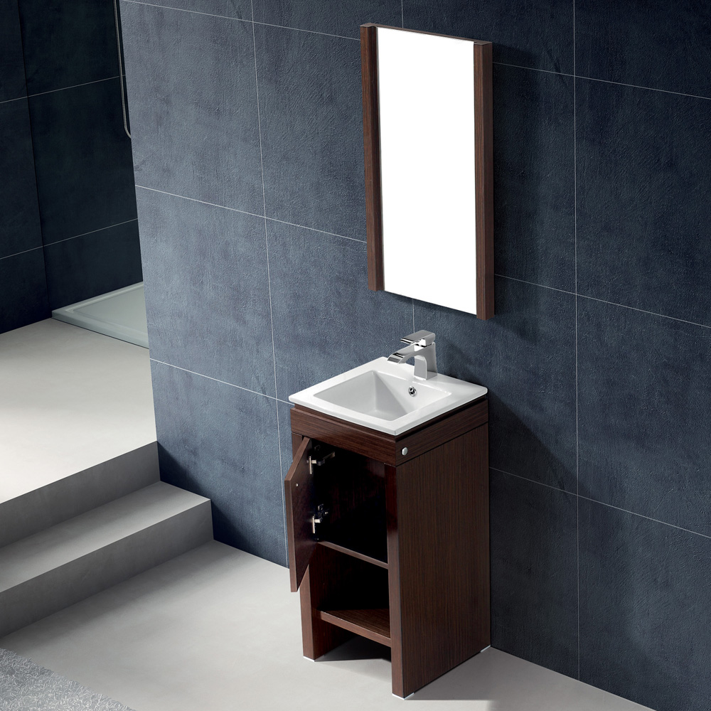 vigo 16" aristo single bathroom vanity with mirror - wenge