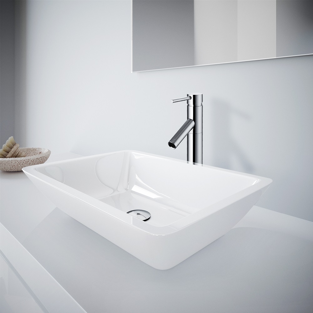 vigo white phoneix stone vessel bathroom sink and dior vessel faucet set in chrome
