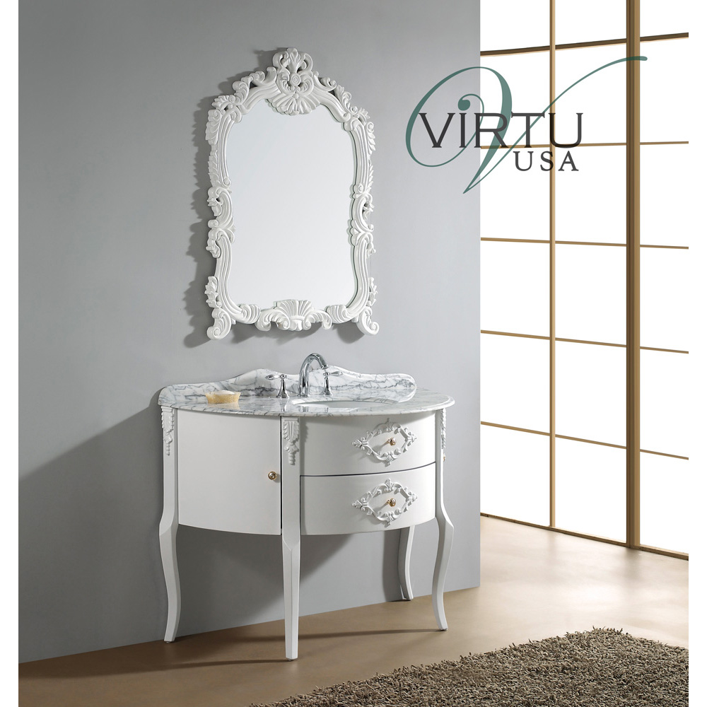 virtu usa 48" abigail bathroom vanity with italian carrara white marble - white