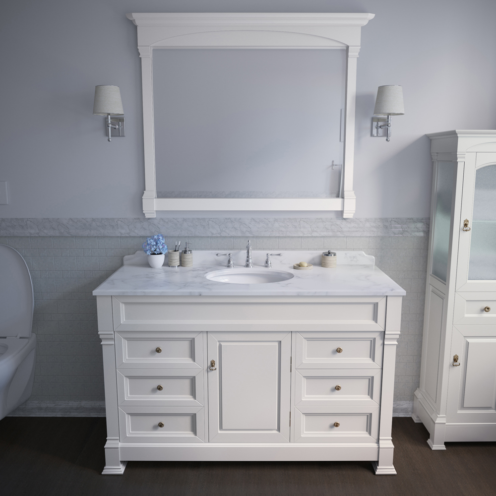 andover 55" traditional bathroom single vanity set by wyndham collection - white