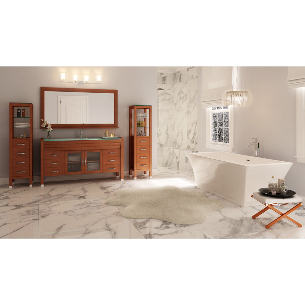 daytona 78" double bathroom vanity set & side cabinet by wyndham collection - cherry