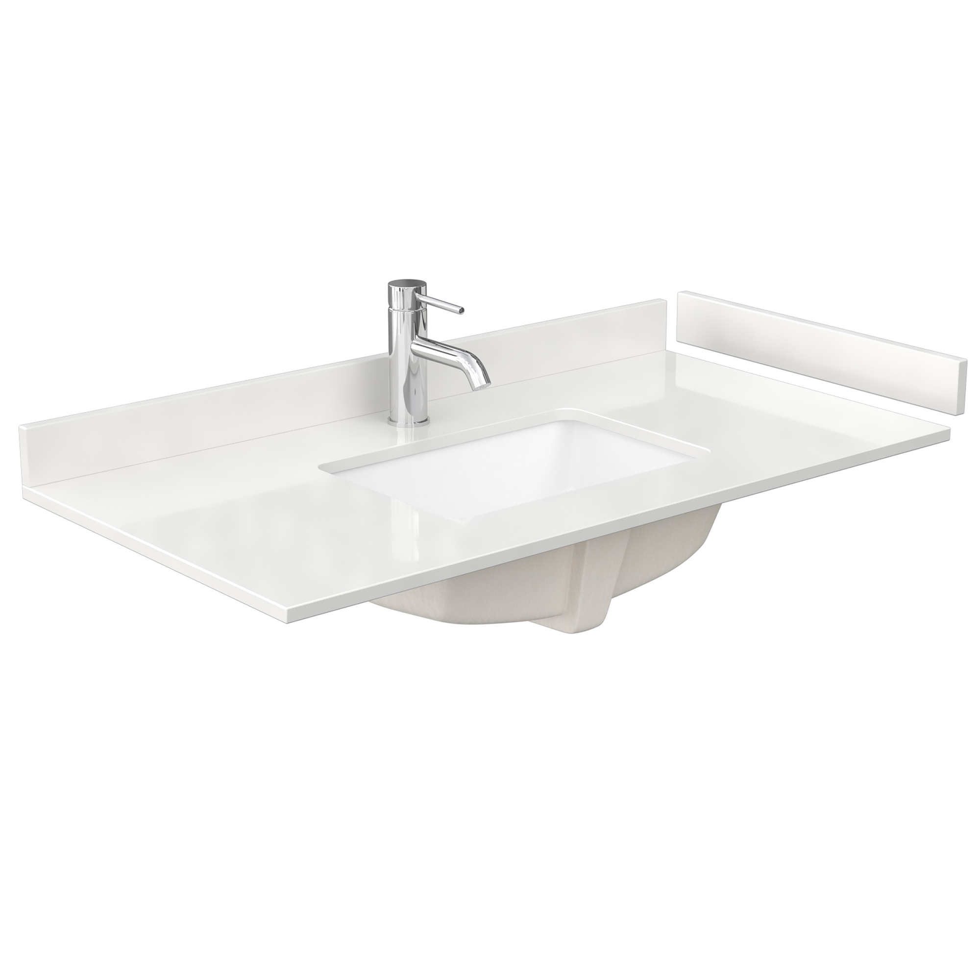 beckett 42" single bathroom vanity with toe kick, quartz counter - white