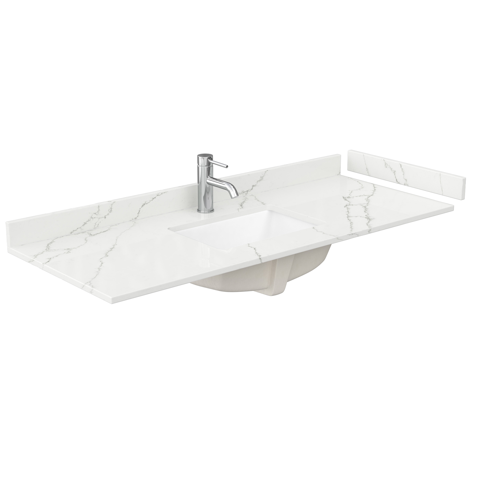 54" Single Countertop - Giotto Quartz (8066) with Undermount Square Sink (1-Hole) - Includes Backsplash and Sidesplash WCFQC154STOPUNSGT