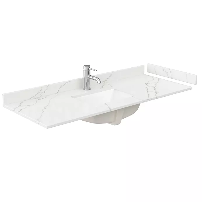 54" Single Countertop - Giotto Quartz (8066) with Undermount Square Sink (1-Hole) - Includes Backsplash and Sidesplash WCFQC154STOPUNSGT