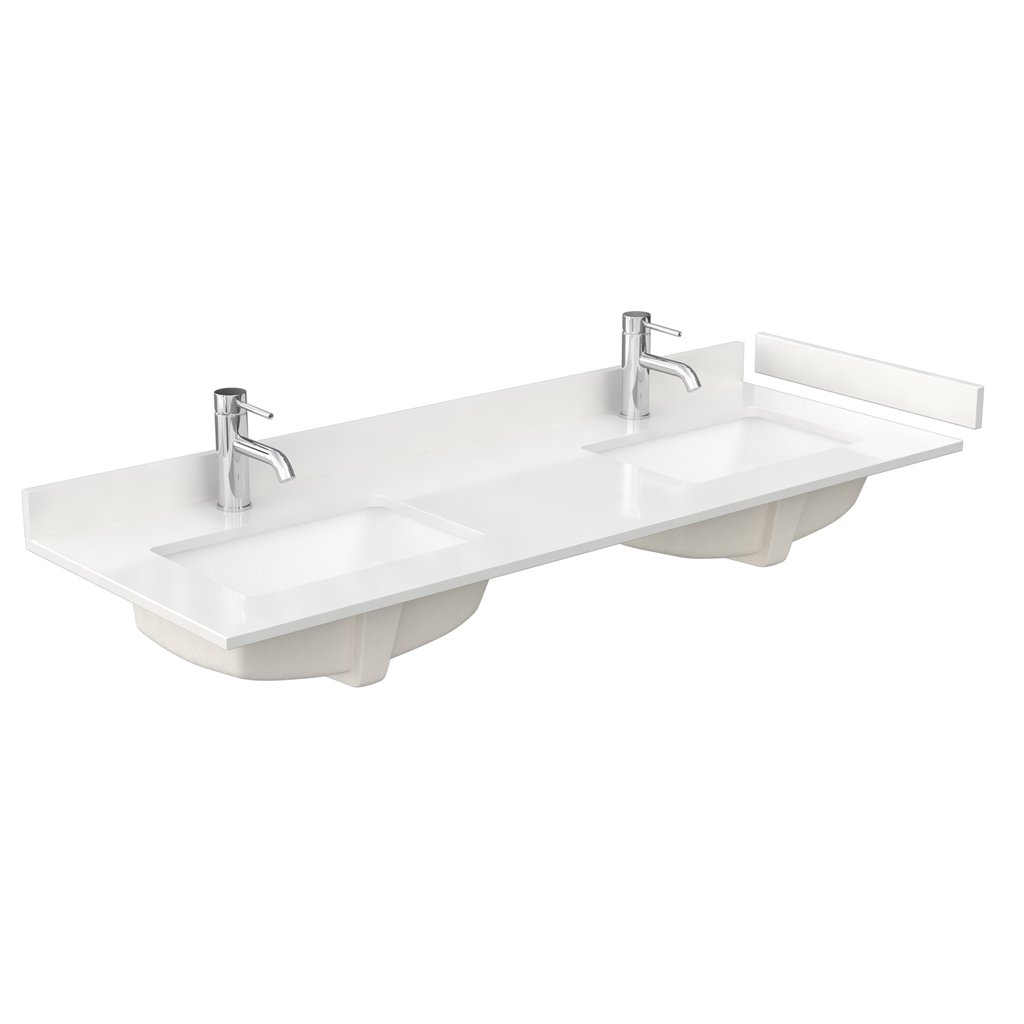 strada 60" double vanity with optional quartz or carrara marble counter - white