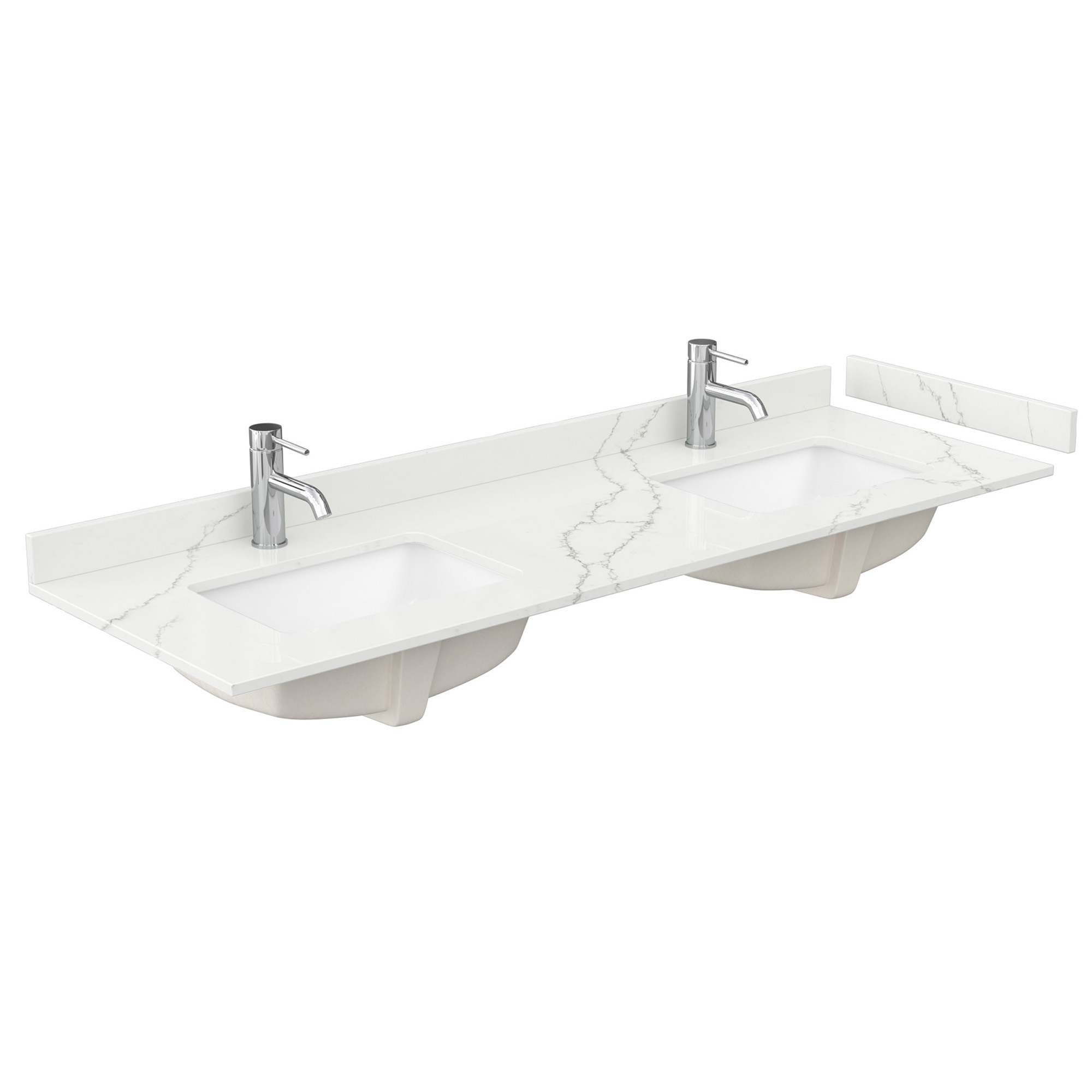strada 66" double vanity with optional quartz or carrara marble counter - light green