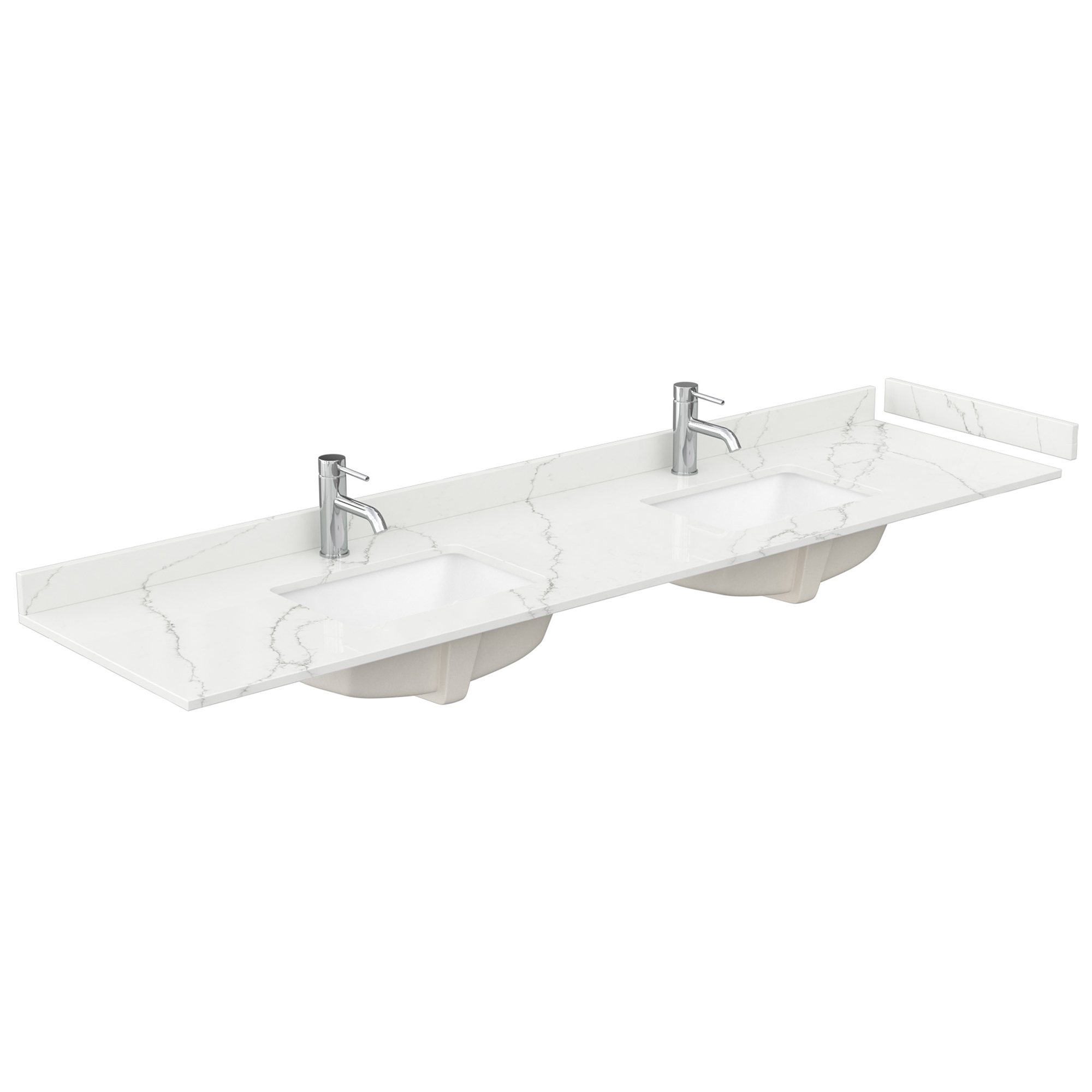 84" double countertop - giotto quartz (8066) with undermount square sinks (1-hole) - includes backsplash and sidesplash