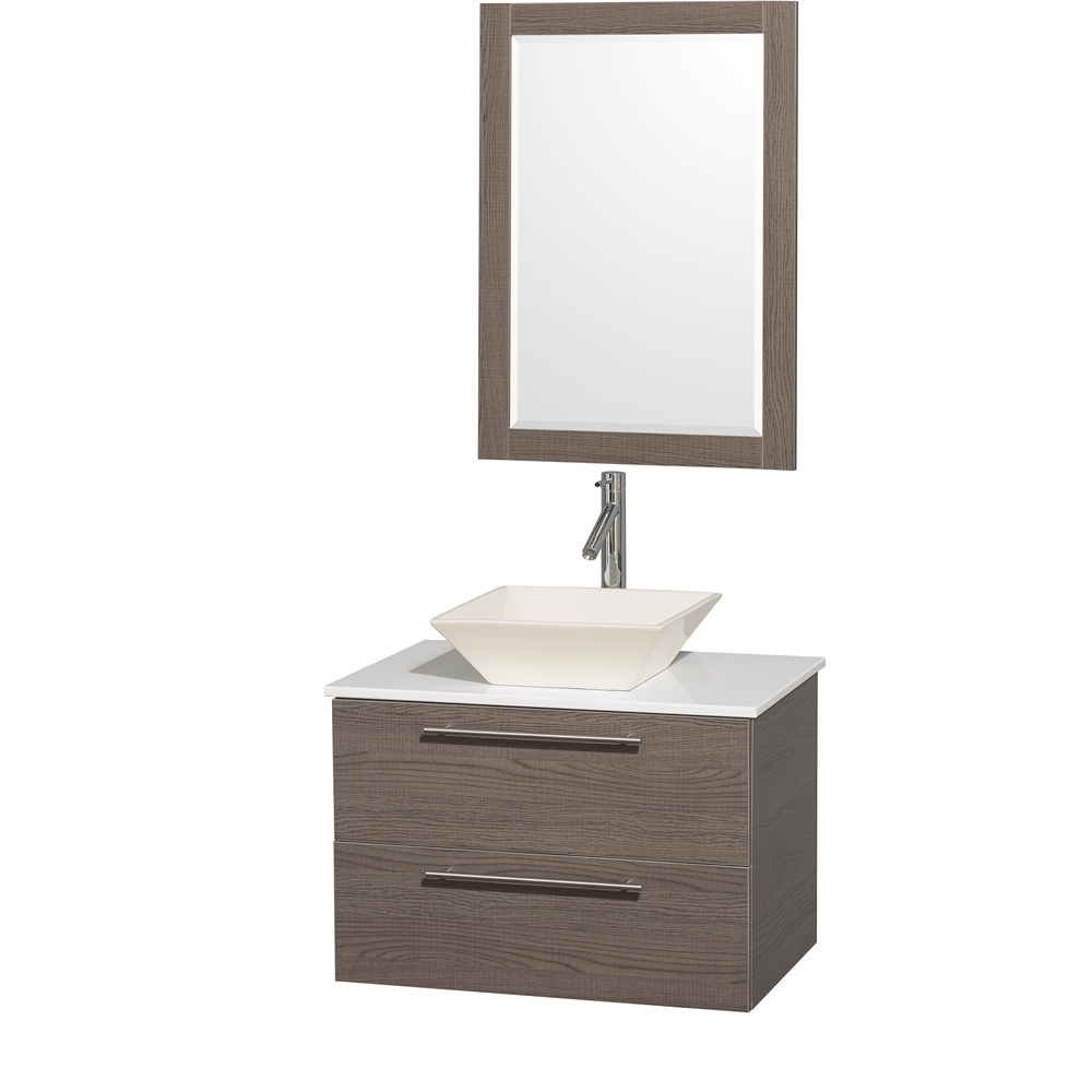 amare 30" wall-mounted bathroom vanity set with vessel sink by wyndham collection - gray oak