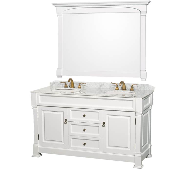 Andover 60" Traditional Bathroom Double Vanity Set by Wyndham Collection - White WC-TD60-WHT