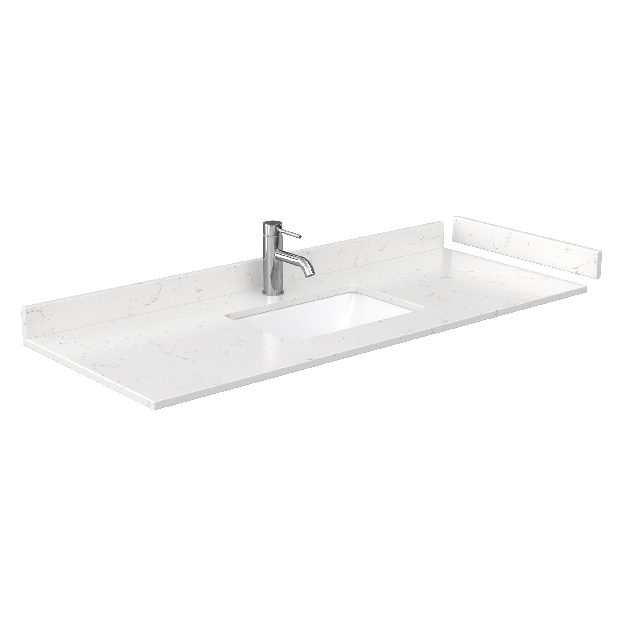 48" Single Countertop - White Cultured Marble with Undermount Square Sink - Include Backsplash and Sidesplash WC-VCA-48-SGL-TOP-UMSQ-WHC