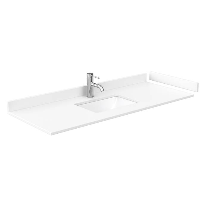 48" Single Countertop - White Cultured Marble with Undermount Square Sink - Include Backsplash and Sidesplash WC-VCA-48-SGL-TOP-UMSQ-WHC