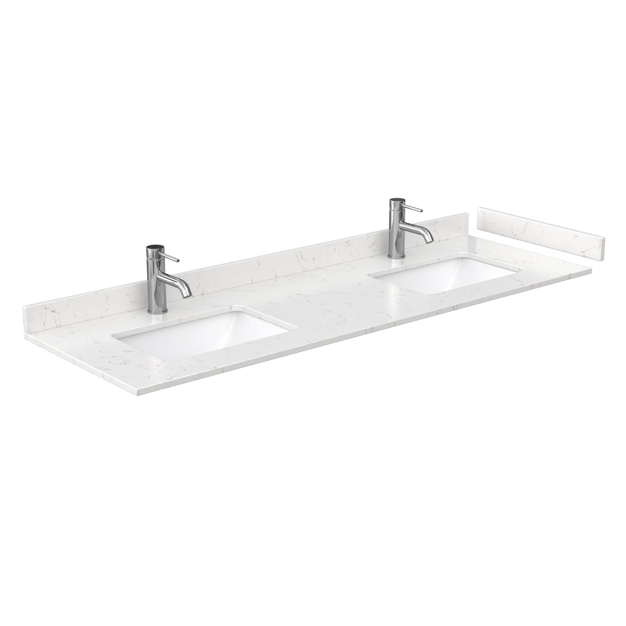 beckett 66" double bathroom vanity with toe kick, cultured marble counter - white