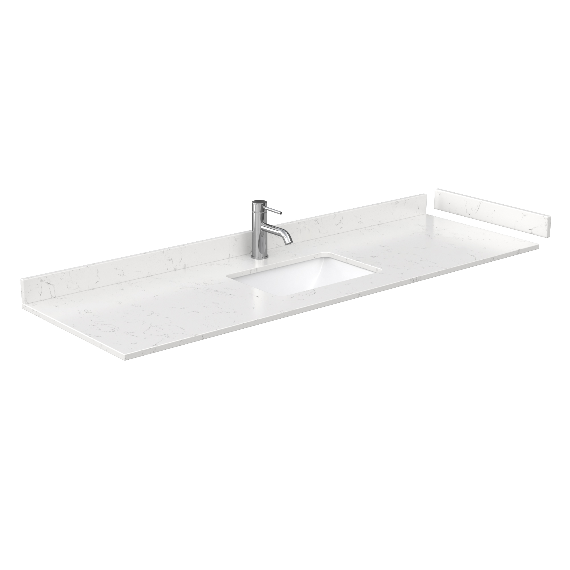 60" Single Countertop - Dark-Vein Carrara Cultured Marble with Undermount Square Sink - Include Backsplash and Sidesplash WC-VCA-60-SGL-TOP-UMSQ-CC1