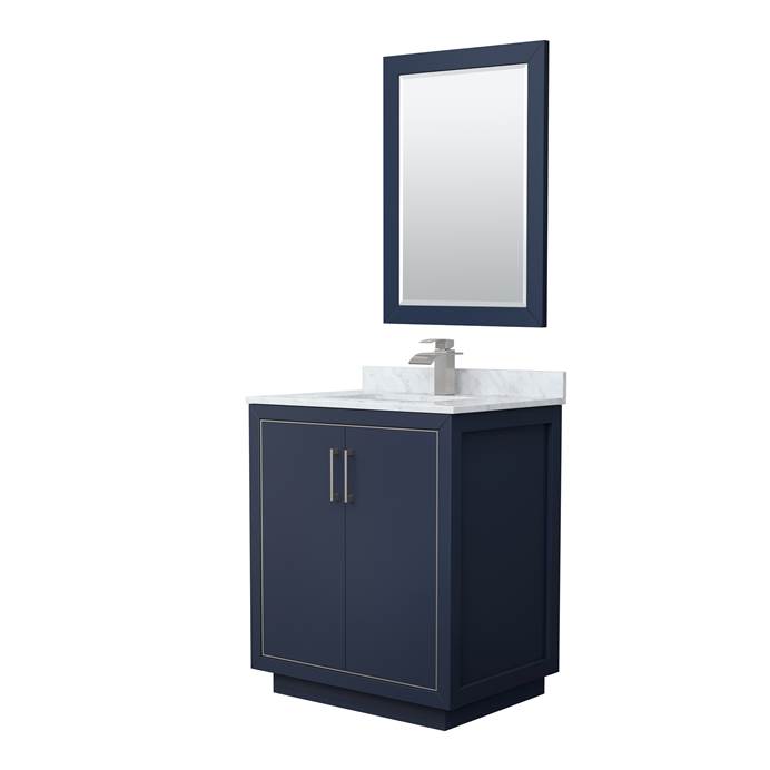 Icon 30" Single Vanity with optional Carrara Marble Counter - Dark Blue WC-1111-30-SGL-VAN-BLU
