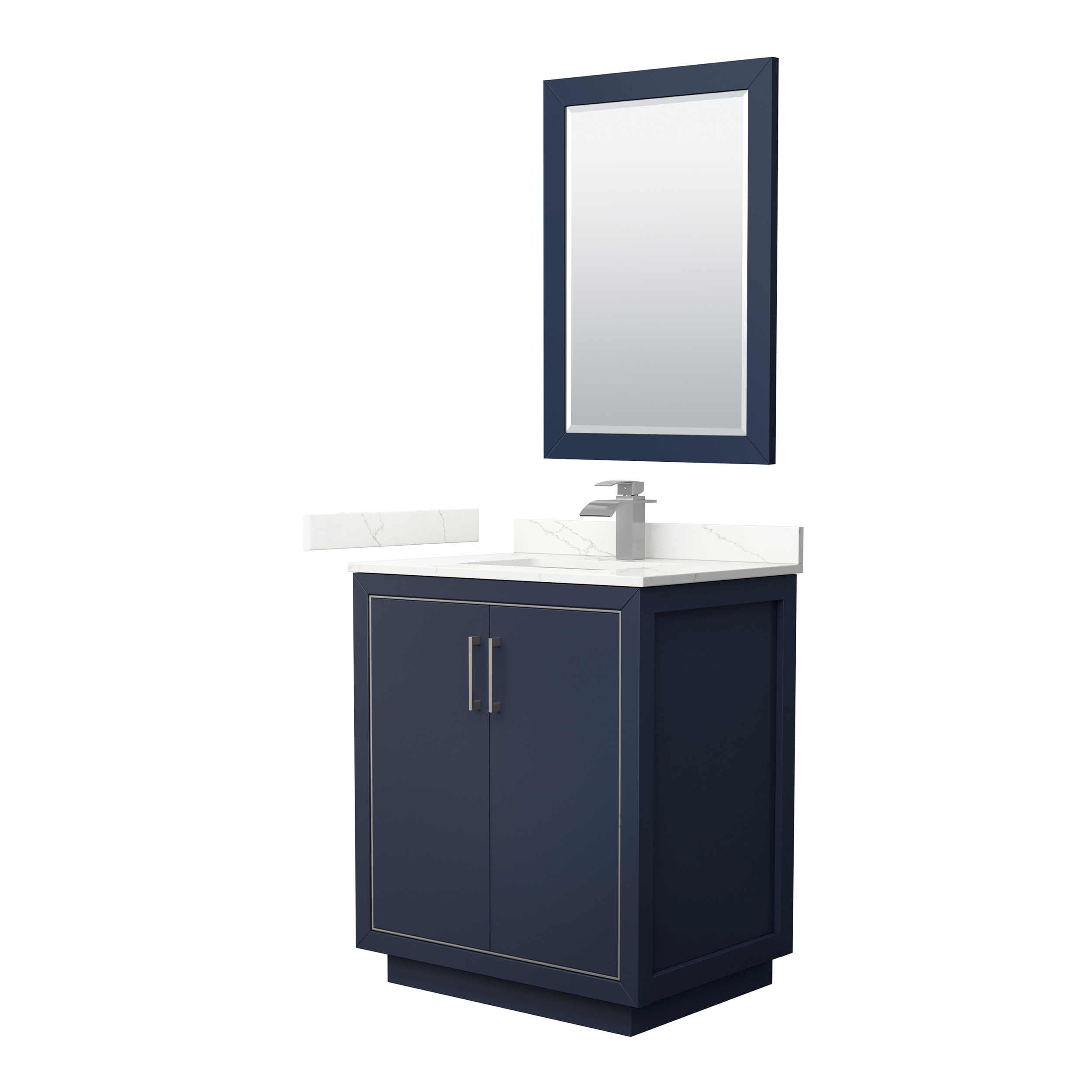 icon 30" single vanity with optional quartz or carrara marble counter - dark blue