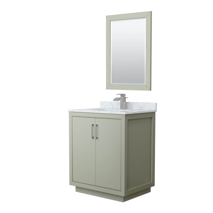 Icon 30" Single Vanity with optional Carrara Marble Counter - Light Green WC-1111-30-SGL-VAN-LGN