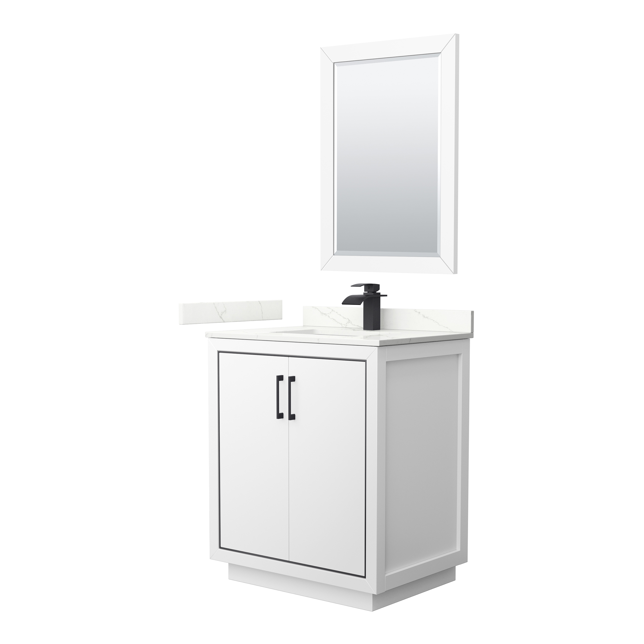 icon 30" single vanity with optional quartz or carrara marble counter - white