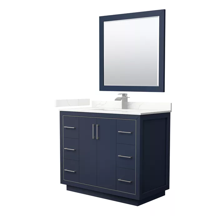 Icon 42" Single Vanity with optional Quartz or Carrara Marble Counter - Dark Blue WC-1111-42-SGL-VAN-BLU_