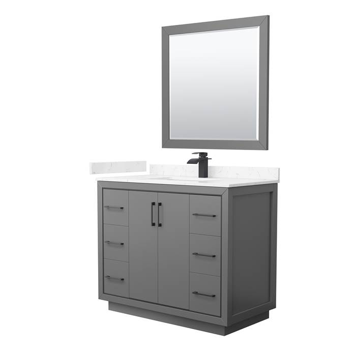 Icon 42" Single Vanity with optional Cultured Marble Counter - Dark Gray WC-1111-42-SGL-VAN-DKG-