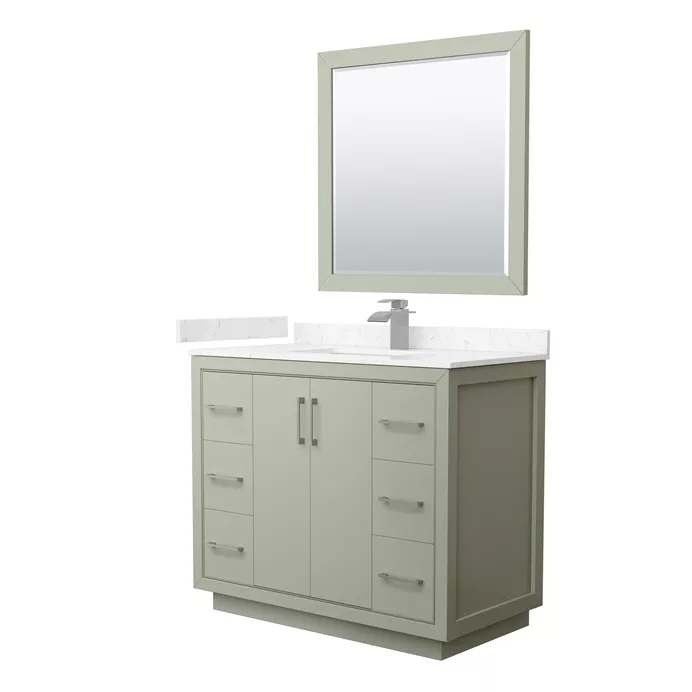 Icon 42" Single Vanity with optional Cultured Marble Counter - Light Green WC-1111-42-SGL-VAN-LGN-