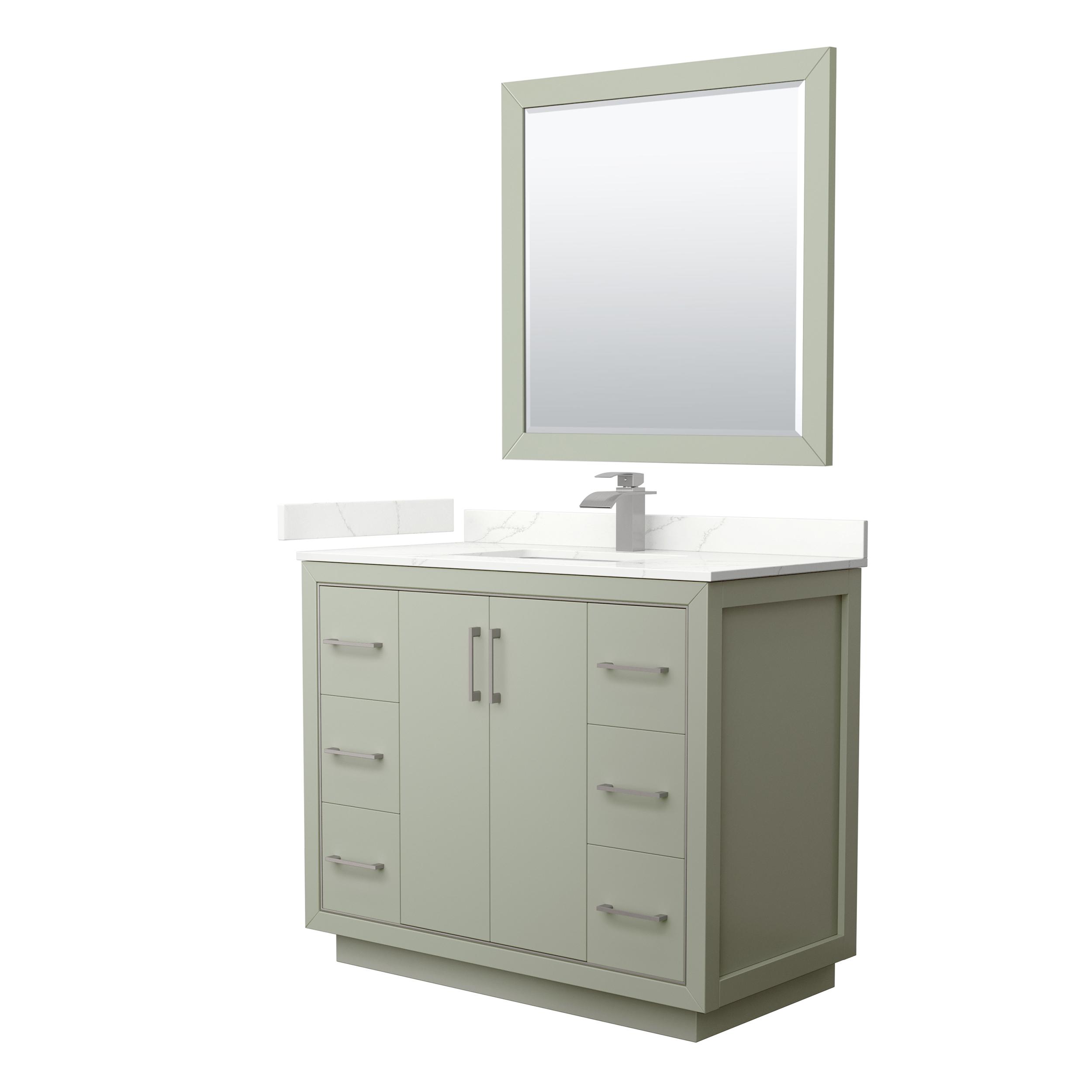 icon 42" single vanity with optional quartz or carrara marble counter - light green