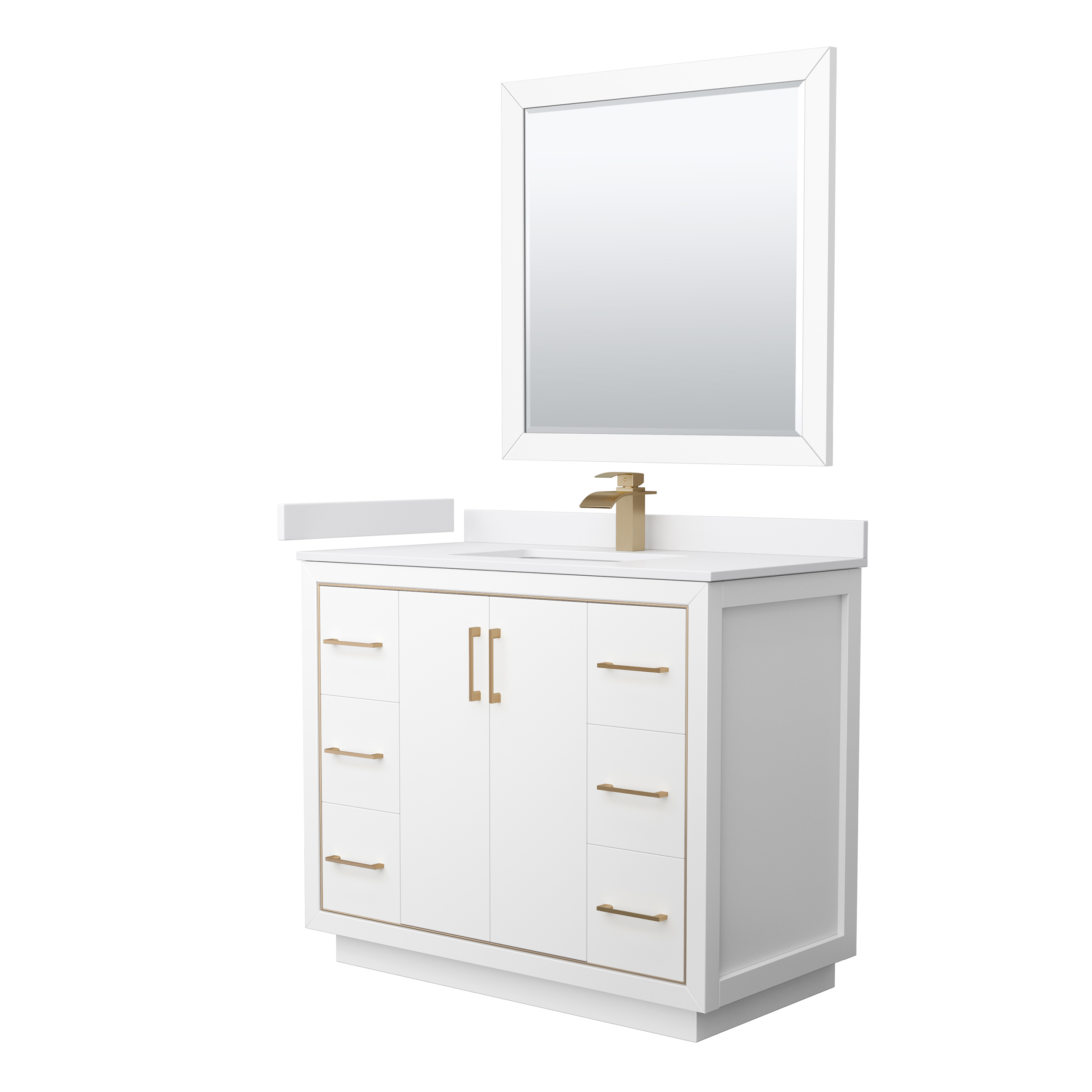 Icon 42" Single Vanity with optional Cultured Marble Counter - White WC-1111-42-SGL-VAN-WHT-